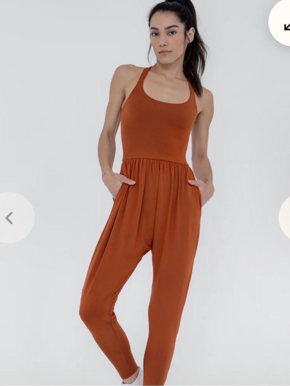 IMBODHI Rust Sleeveless One-Piece Jumpsuit Womens Regular L Micromodal